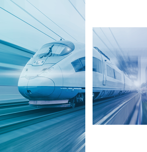 Train à grande vitesse moderne en mouvement sur des rails 